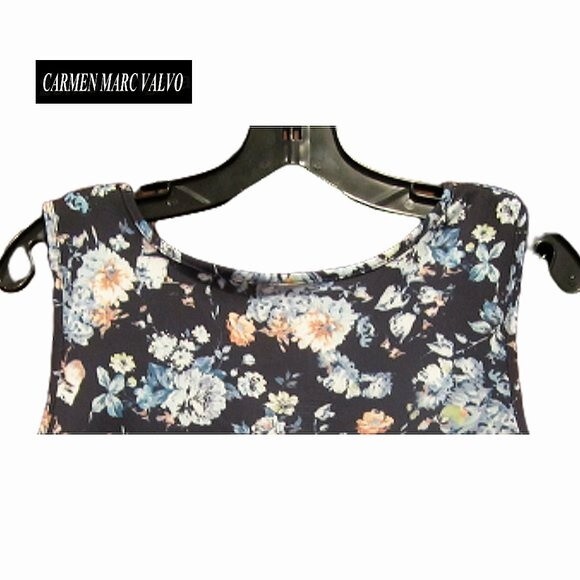 Carmen Marc Valvo NEW GISELLE NIGHT Roses Low Back Pencil Dress S - Picture 7 of 11